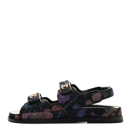 Chanel Denim Quilted Dad Sandals 38.5 Black Multicolor 1 of 4