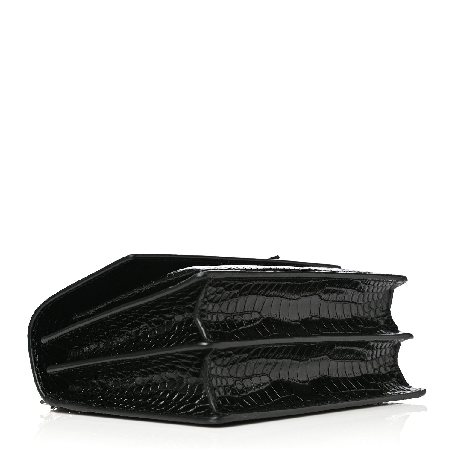 Saint Laurent Calfskin Crocodile Embossed Medium Monogram Sunset Black 4 of 11