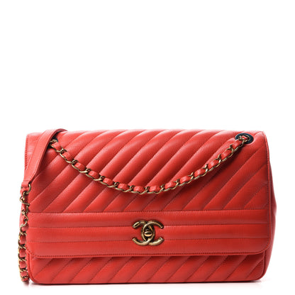 Chanel Shiny Goatskin Diagonal Quilted Small Flap Red 1 of 12