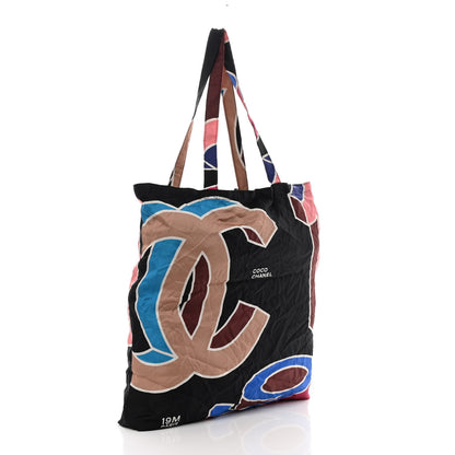Chanel Caviar Fabric Quilted Foldable Tote With Chain Black Multicolor 7 of 19
