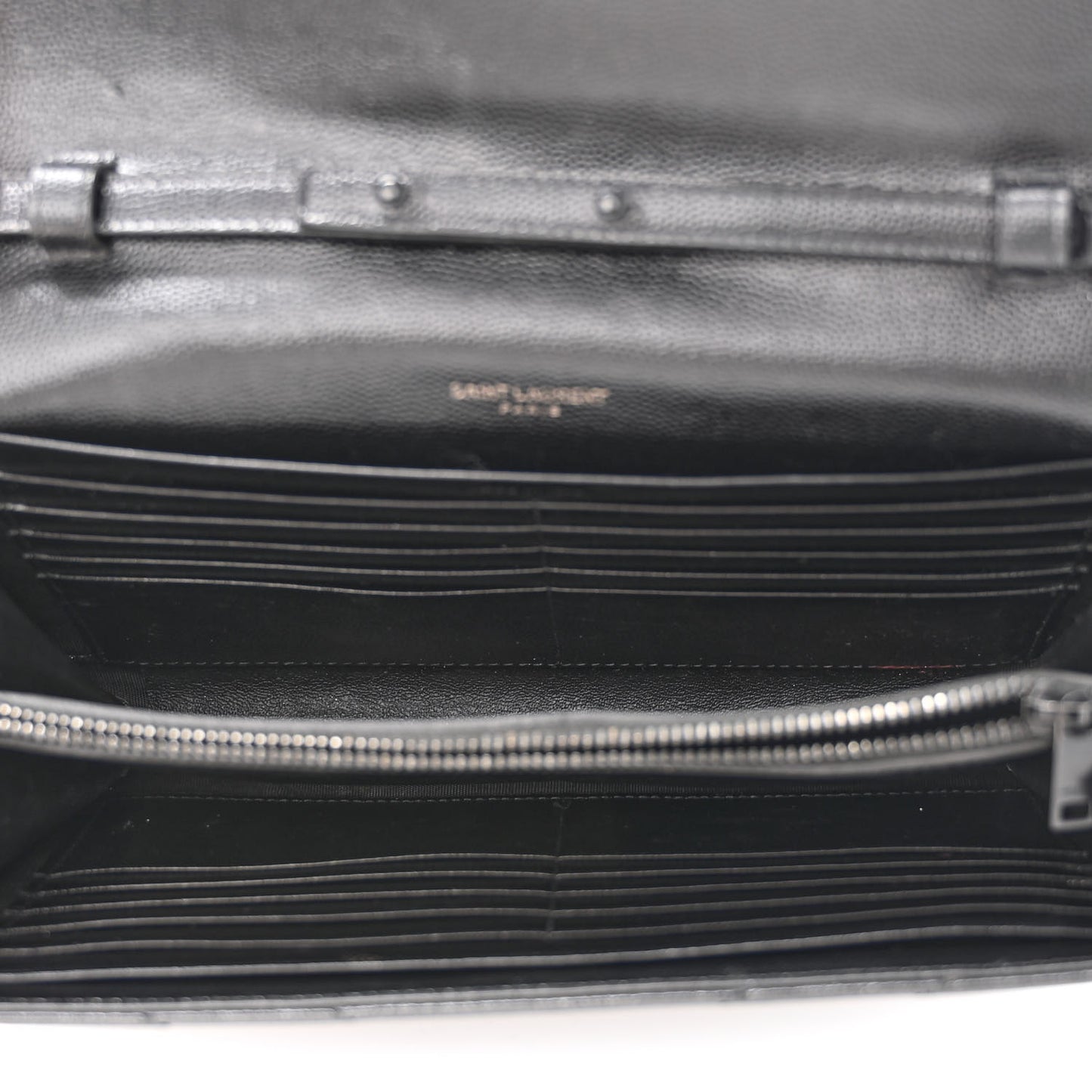 Grain De Poudre Matelasse Chevron Monogram Monochrome Chain Wallet Black