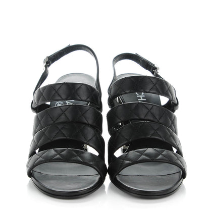 Chanel Calfskin Quilted Sandals 36 Black 2 of 9