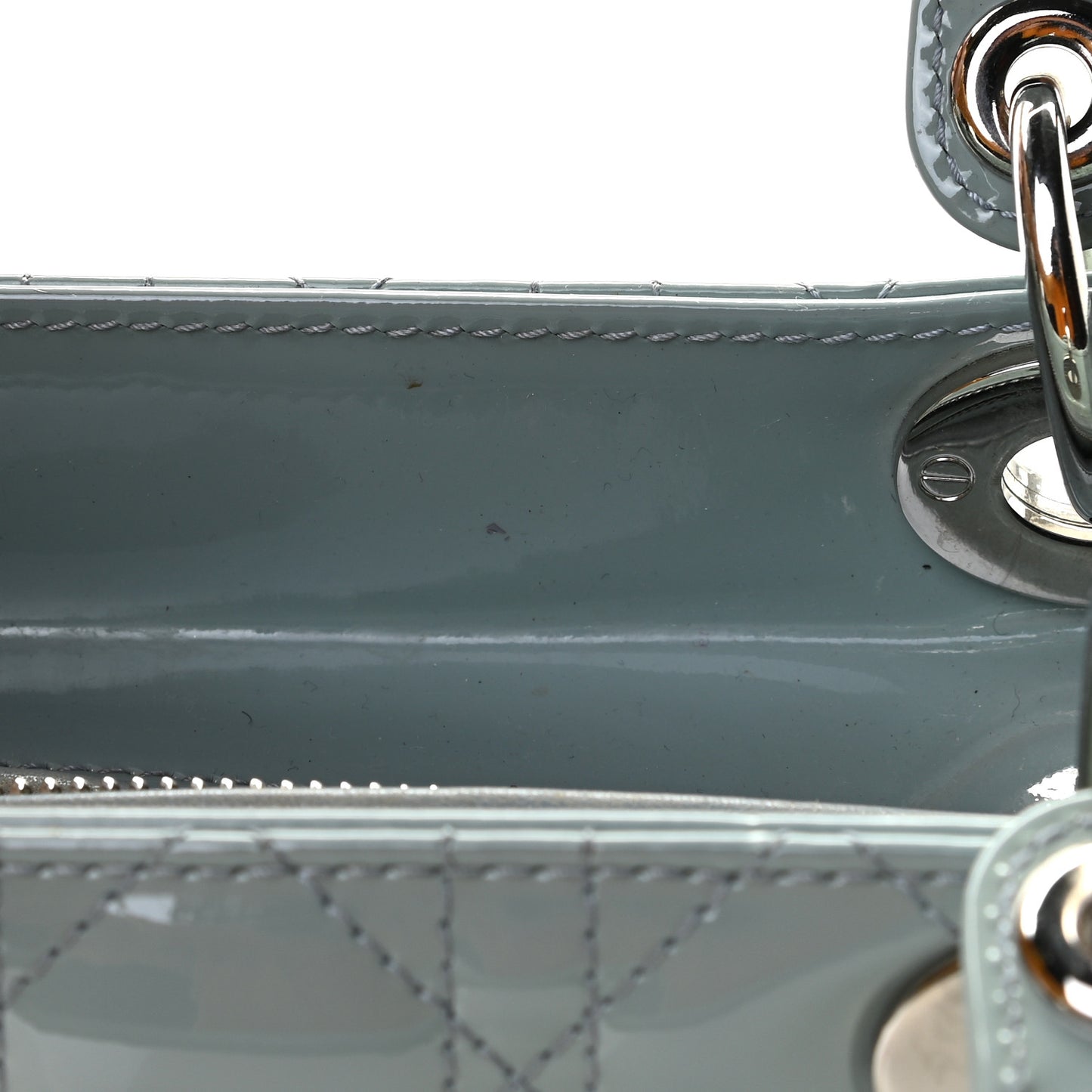 Patent Cannage Medium Lady Dior Light Blue