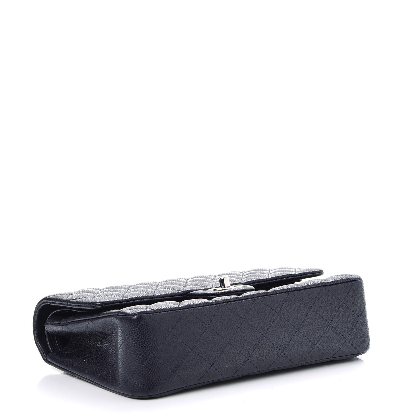 Caviar Quilted Medium Double Flap Navy
