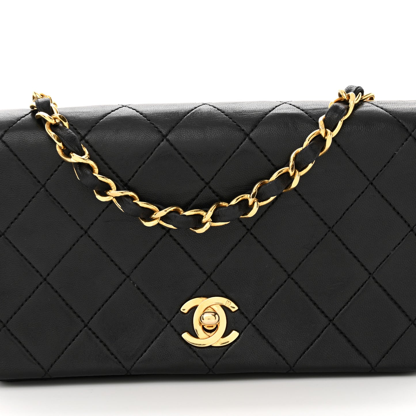 Lambskin Quilted Small Single Flap Black