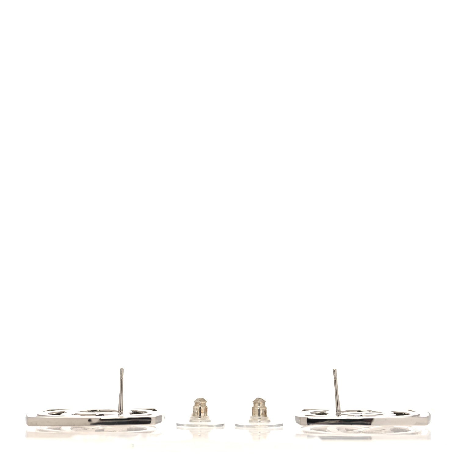 Chanel Metal Square CC Earrings Silver 3 of 5