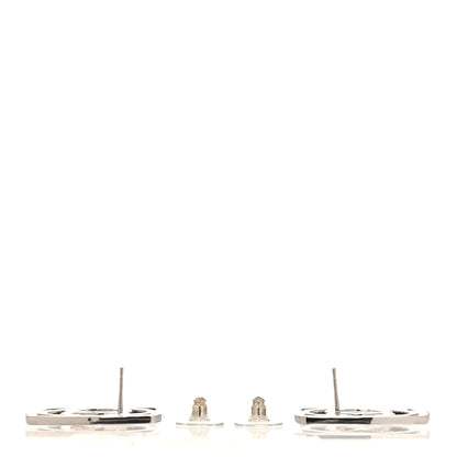 Chanel Metal Square CC Earrings Silver 3 of 5