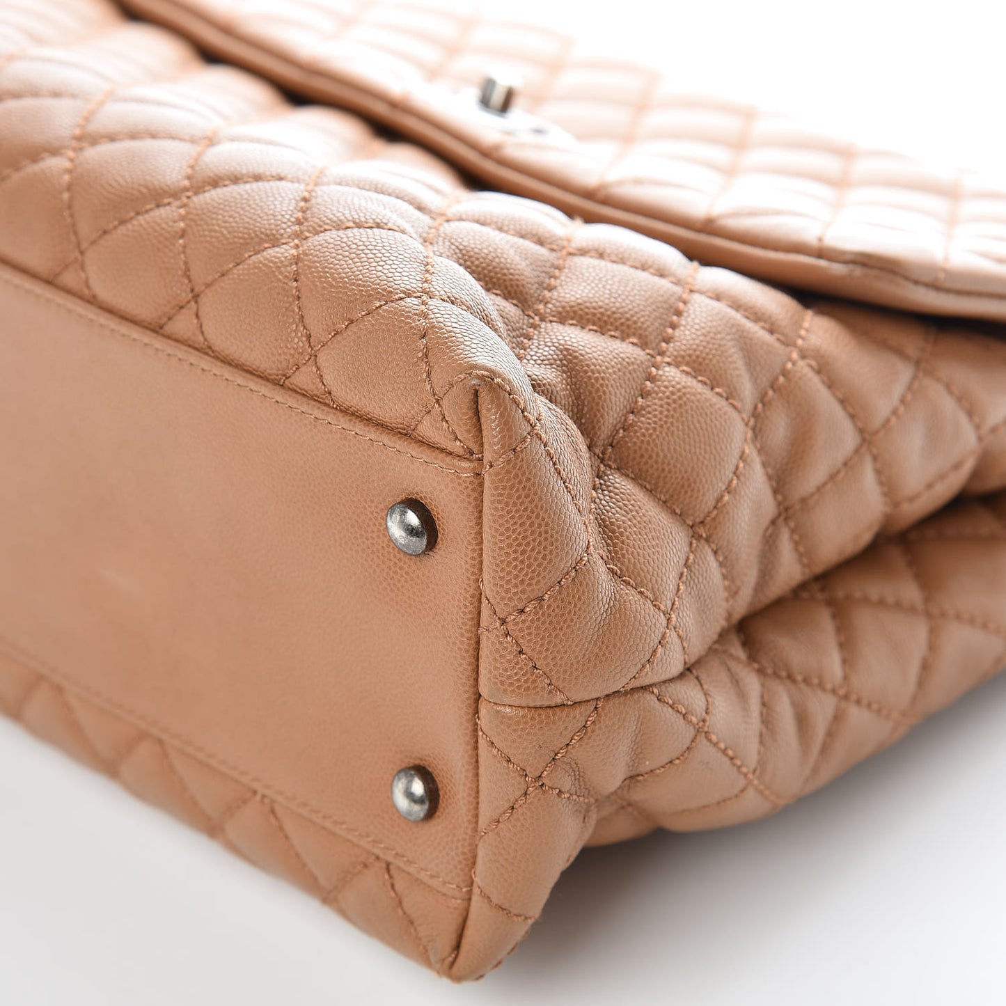 Caviar Quilted Large Coco Handle Flap Camel