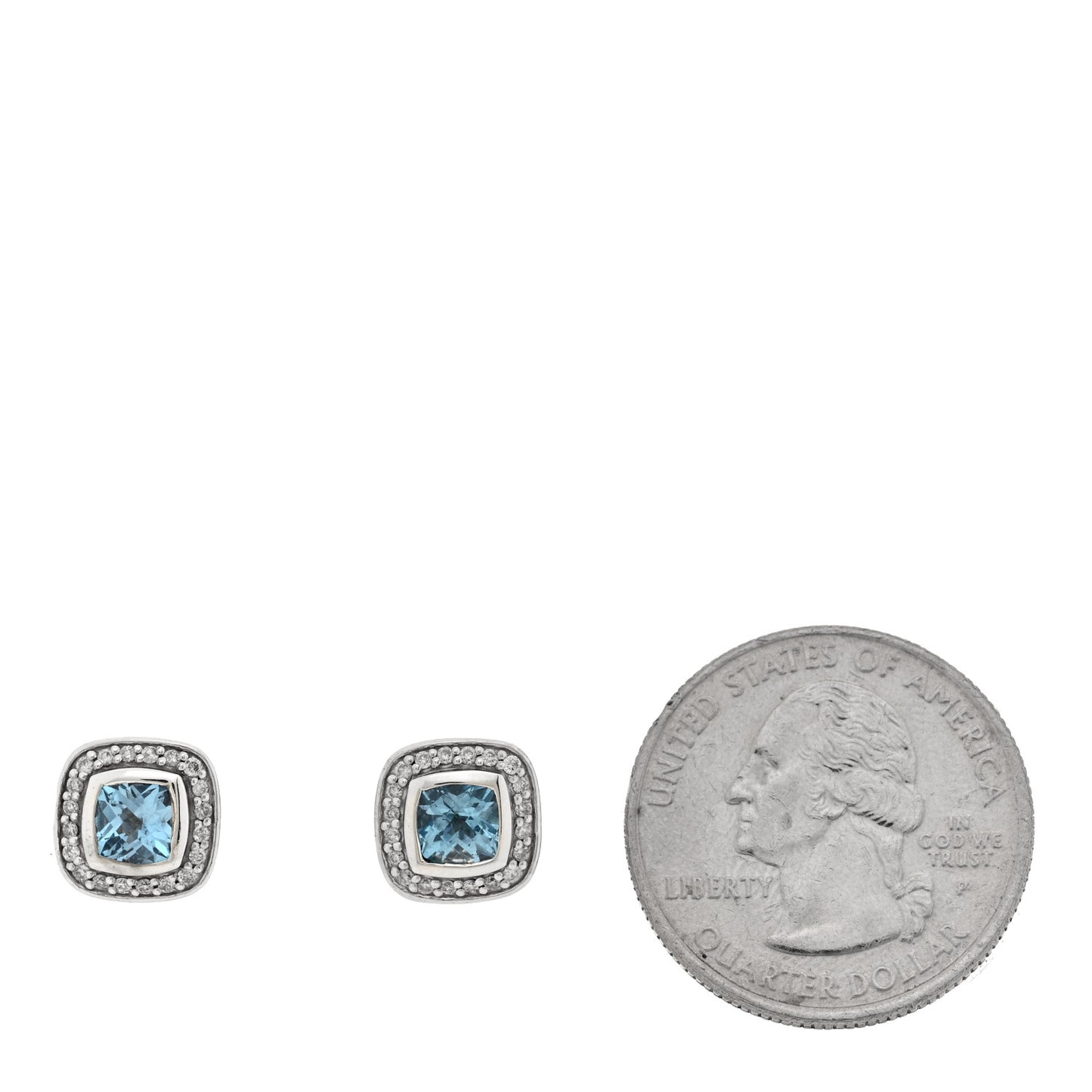 Sterling Silver Diamond Blue Topaz 5mm Petite Albion Earrings