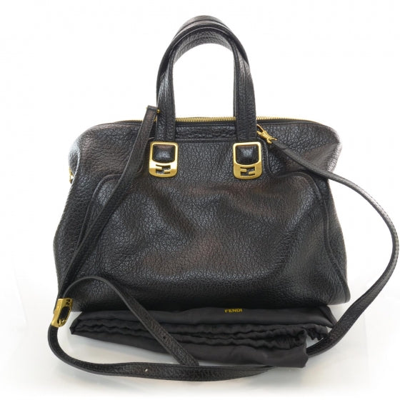 Fendi Pebbled Calfskin Large Chameleon Tote Black 3 of 7
