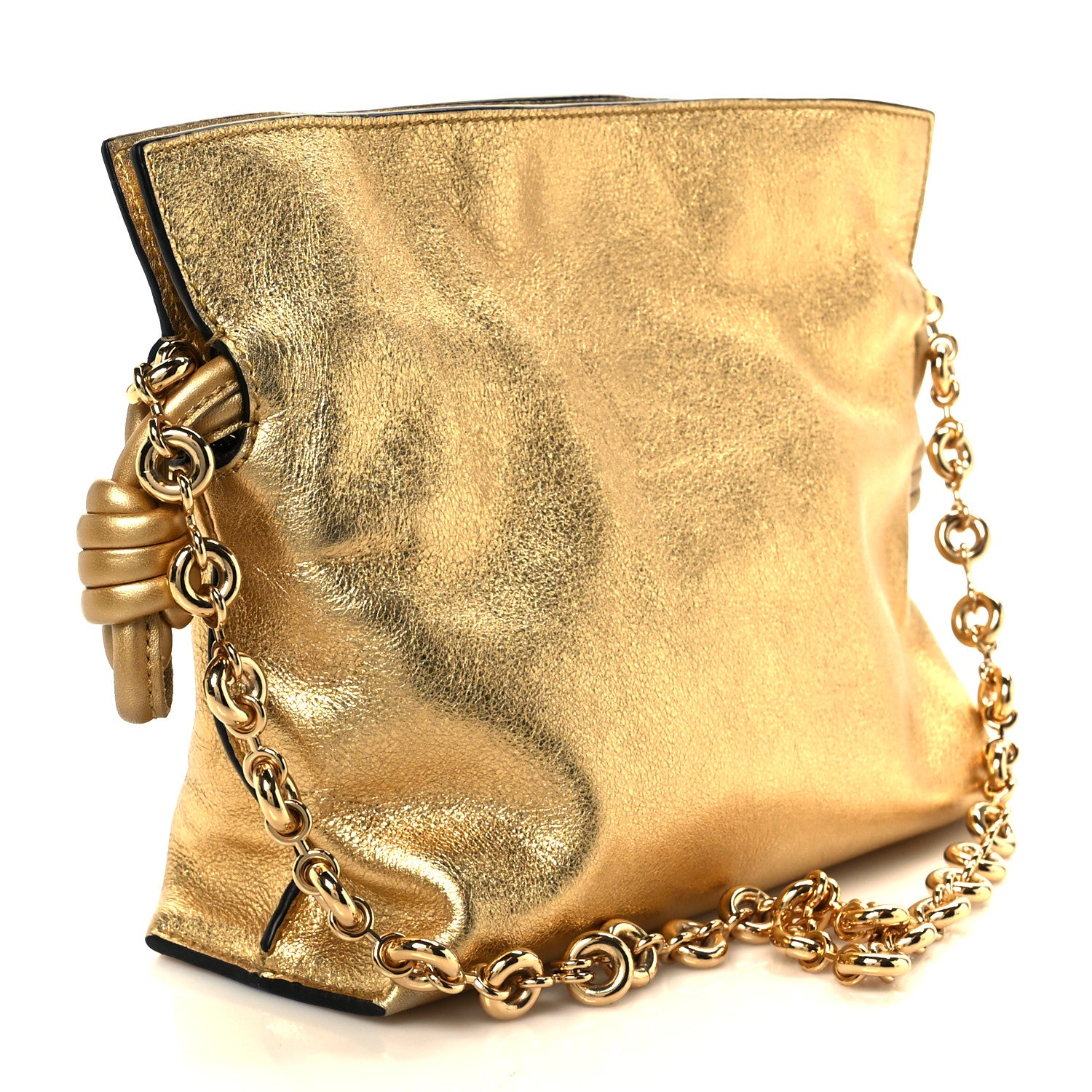 Loewe Metallic Calfskin Mini Chain Flamenco Knot Clutch Gold 3 of 11