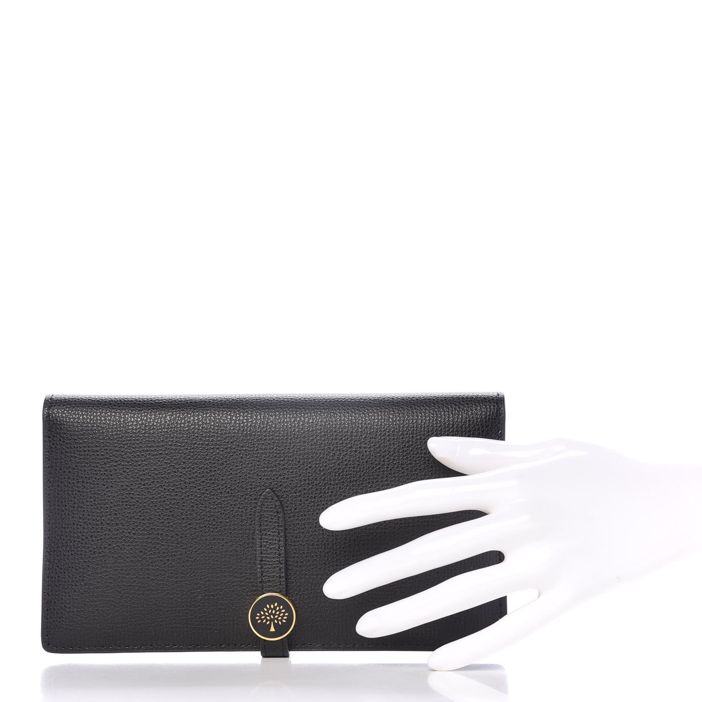 Cross Grain Calfskin Tree Long Wallet Black