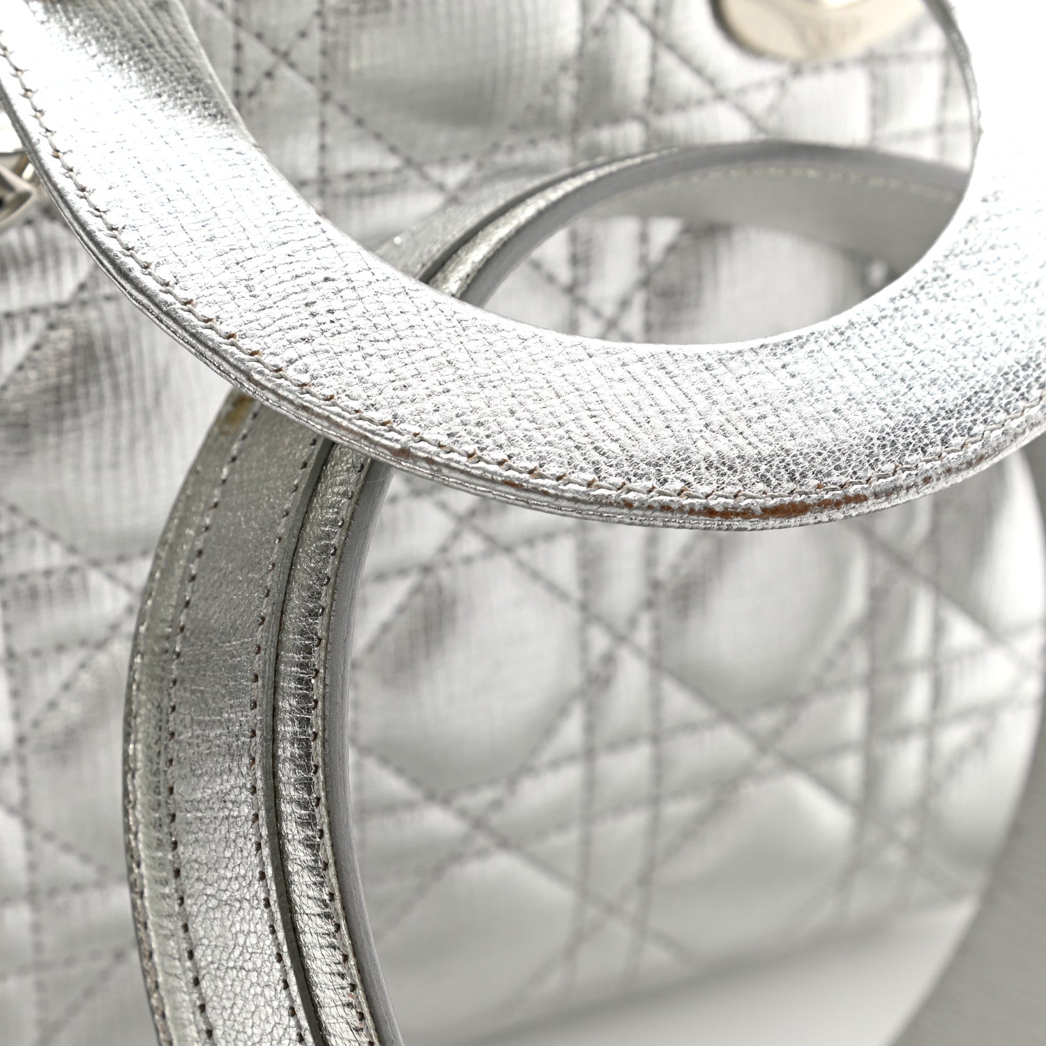 Christian Dior Metallic Grained Calfskin Cannage Small Lucky Badges My Lady Dior Silver 12 of 12