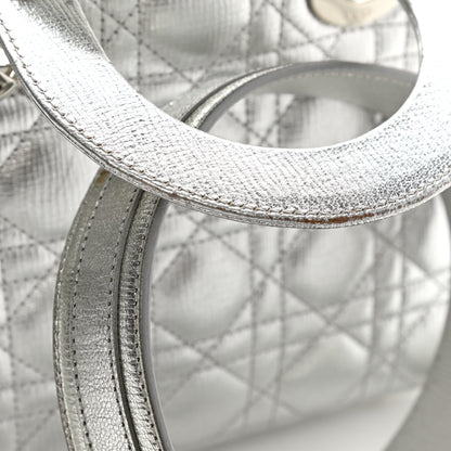 Christian Dior Metallic Grained Calfskin Cannage Small Lucky Badges My Lady Dior Silver 12 of 12