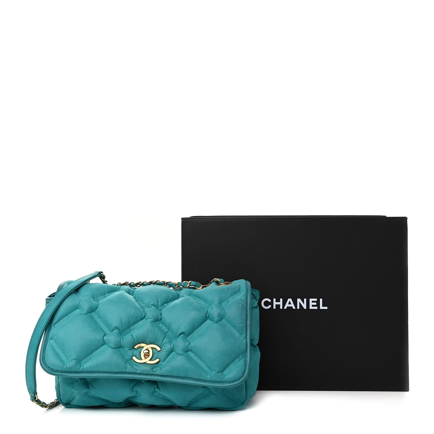 Chanel Iridescent Calfskin Quilted Small Chesterfield Flap Turquoise 12 of 12