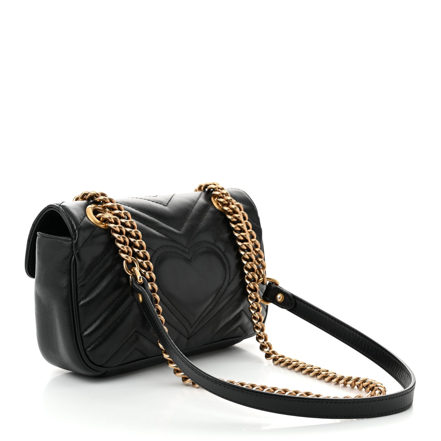 Calfskin Matelasse Mini GG Marmont Shoulder Bag Black