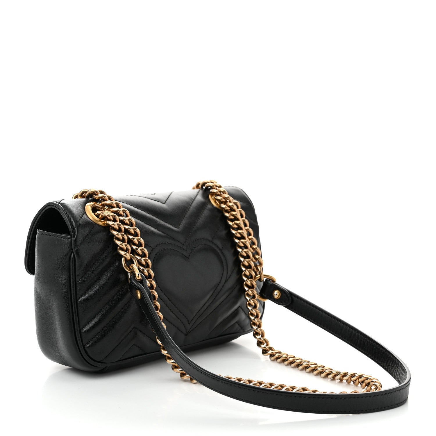 Gucci Calfskin Matelasse Mini GG Marmont Shoulder Bag Black 3 of 12