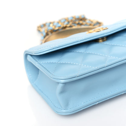 Chanel Lambskin Quilted Metal Twist Top Handle Flap Phone Holder With Chain Blue 9 of 10
