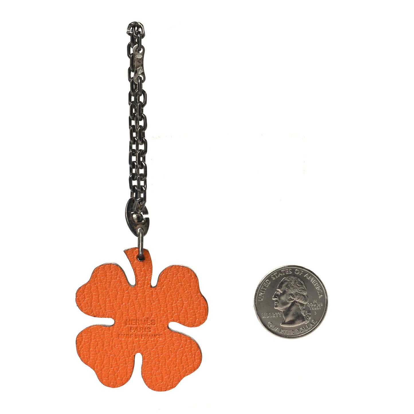 Chevre Mysore Lucky Clover Key Chain Bag Charm Vert Anis Orange