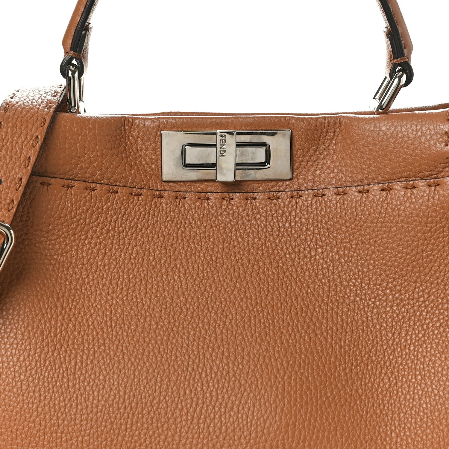 Fendi Cuoio Romano Selleria Bi-Color Medium Peekaboo Iconic Satchel Mou Deserto 7 of 10