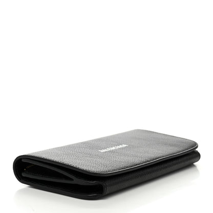 Balenciaga Grained Calfskin Logo Cash Thin Money Wallet Black White 4 of 9