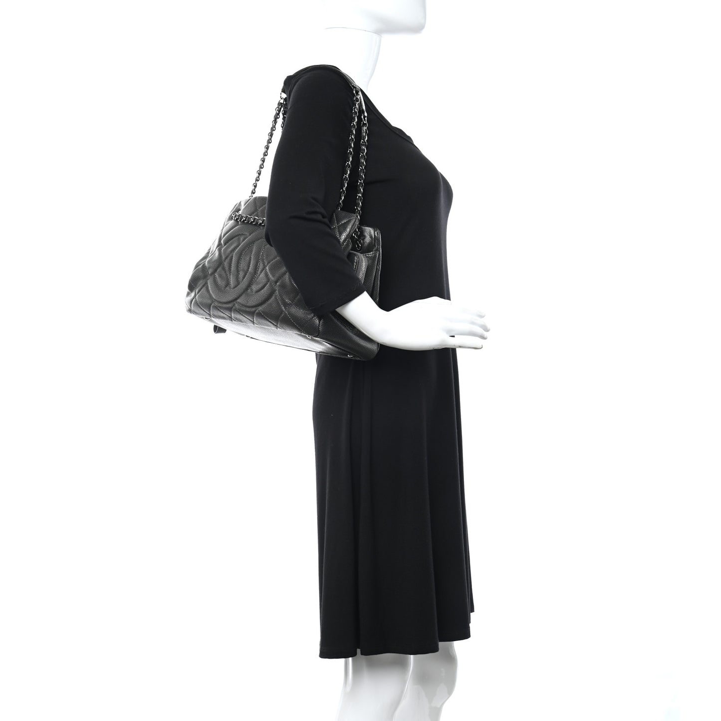Caviar Quilted Timeless CC Shopping Tote Dark Grey