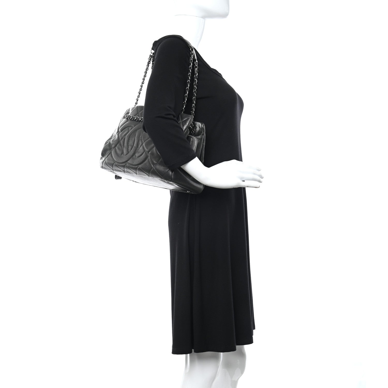 Chanel Caviar Quilted Timeless CC Shopping Tote Dark Grey 2 of 13