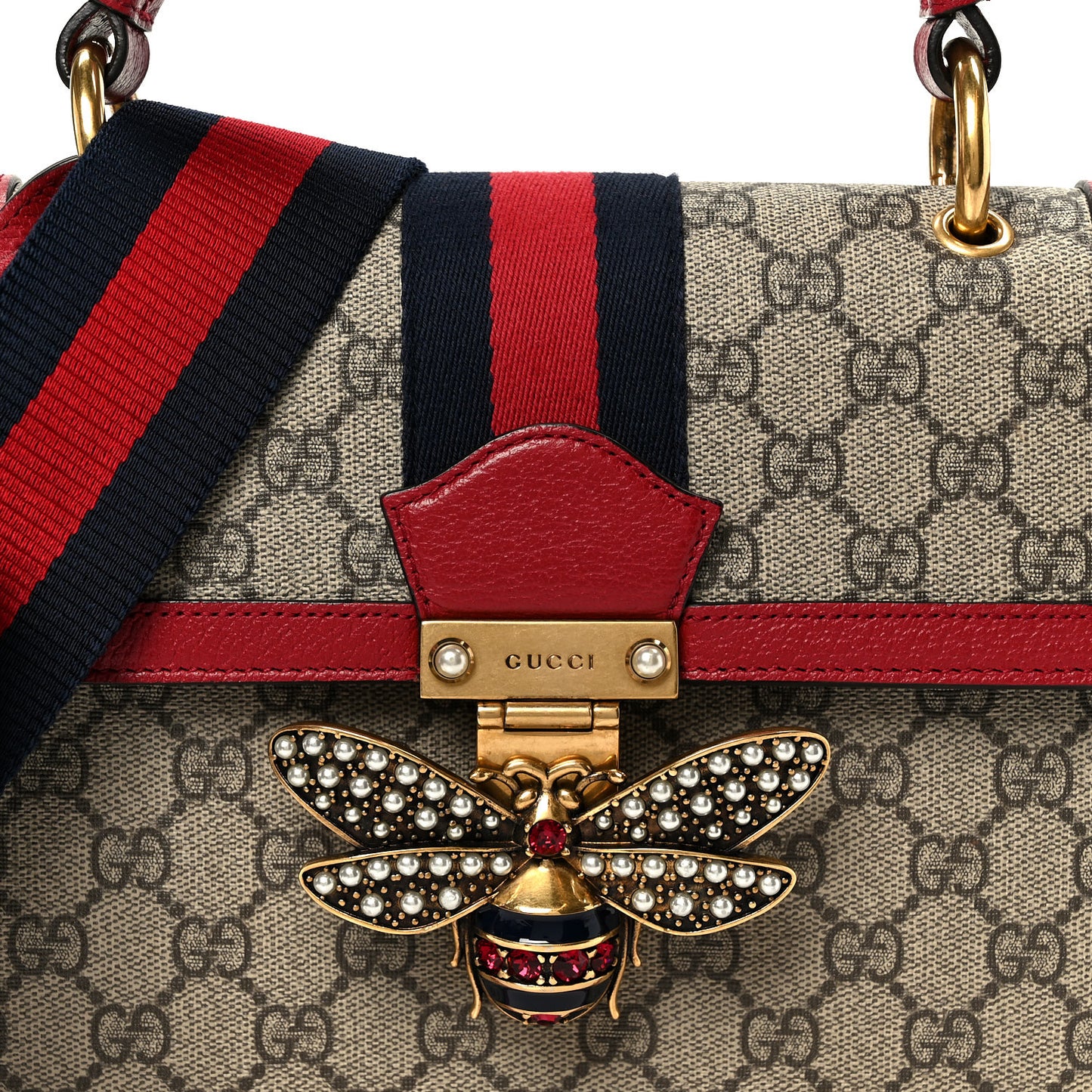 GG Supreme Monogram Small Queen Margaret Top Handle Bag Red