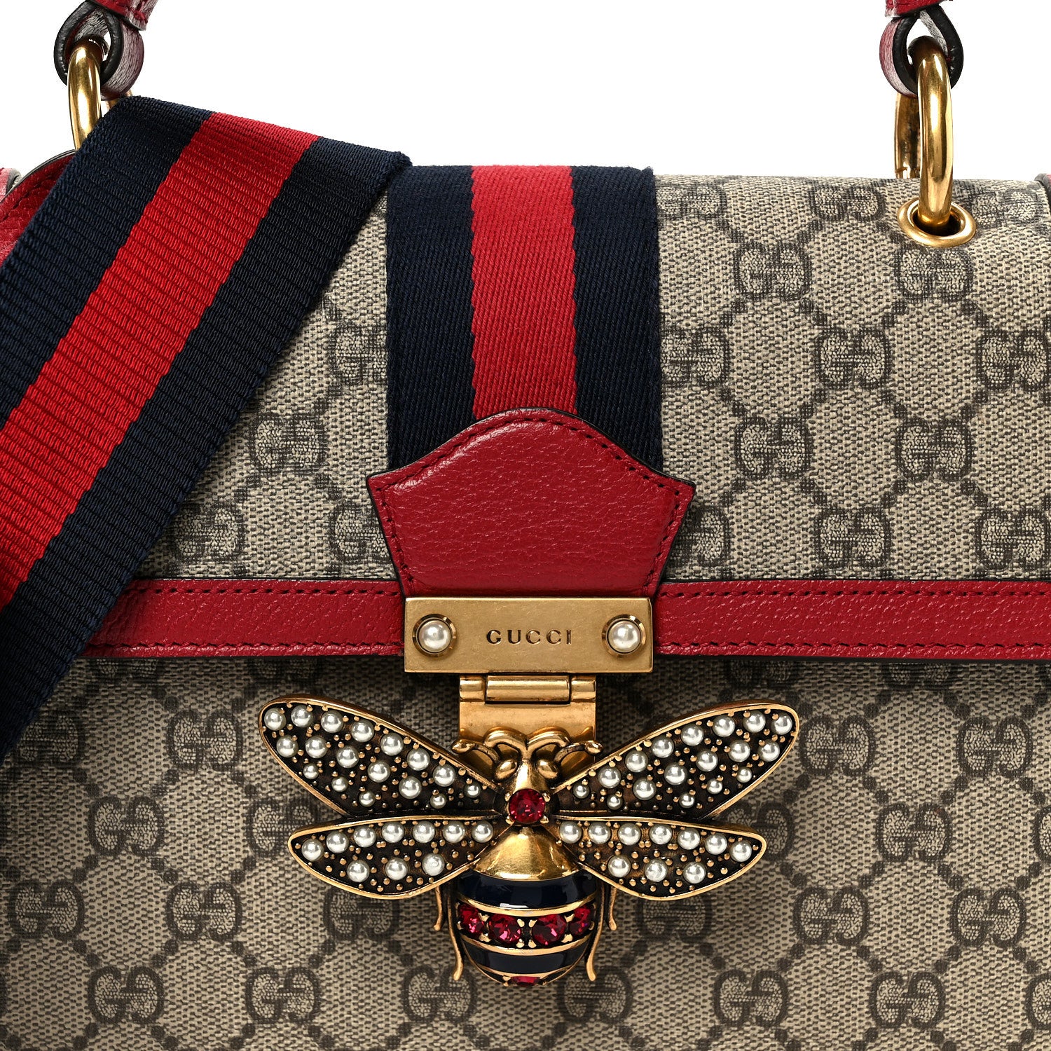 Gucci GG Supreme Monogram Small Queen Margaret Top Handle Bag Red 9 of 11