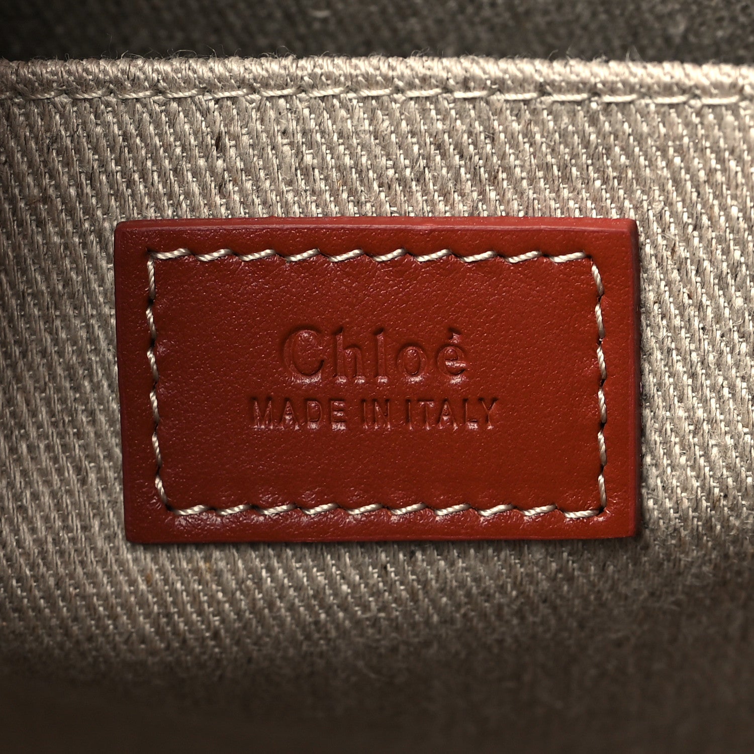 Chloe Canvas Calfskin Medium Woody Ribbon Tote Dark Red 6 of 9