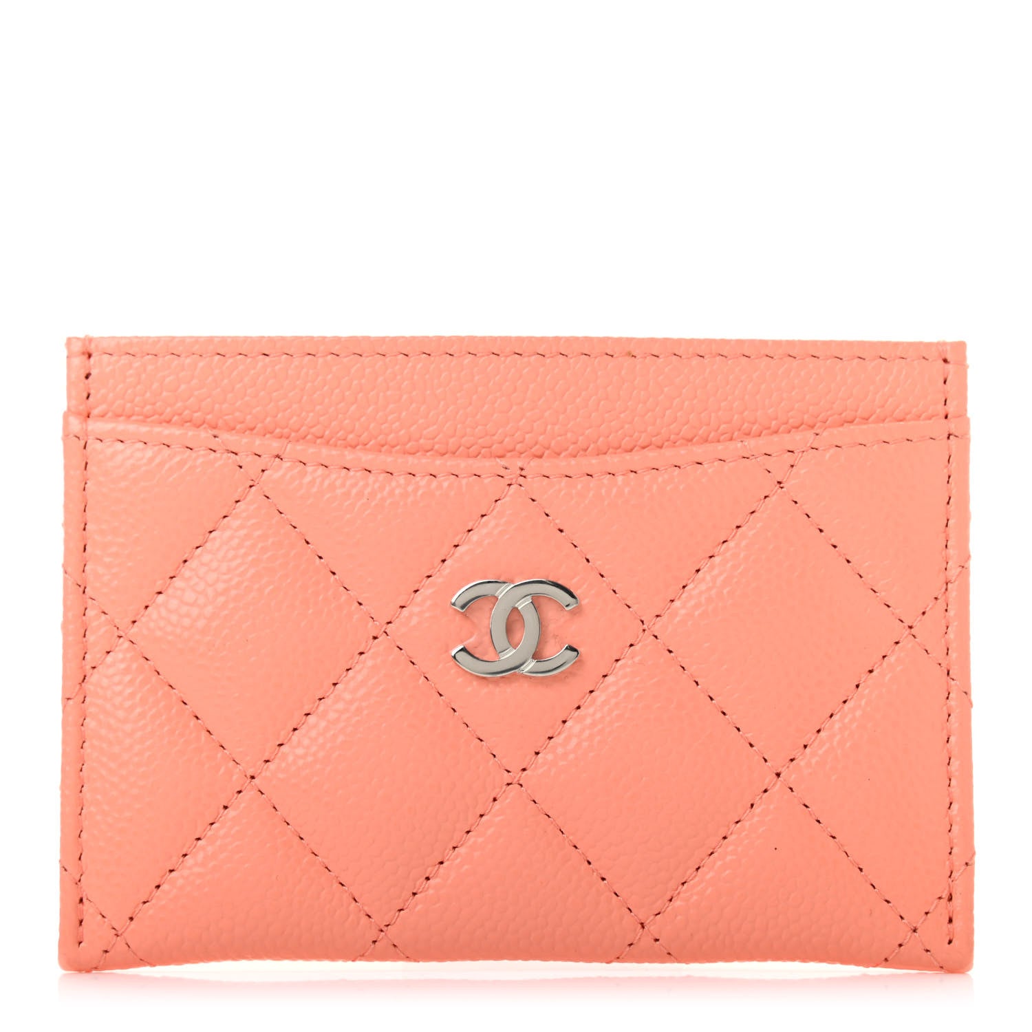 Chanel Caviar Quilted Card Holder Coral 1 of 8