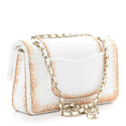 Chanel Metallic Tweed Medium Double Flap White Gold 3 of 10