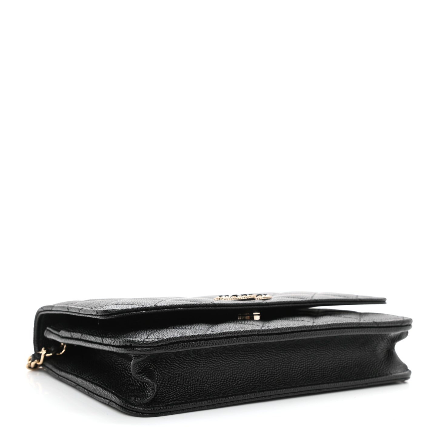 Caviar Quilted Crystal CC Wallet On Chain WOC Black