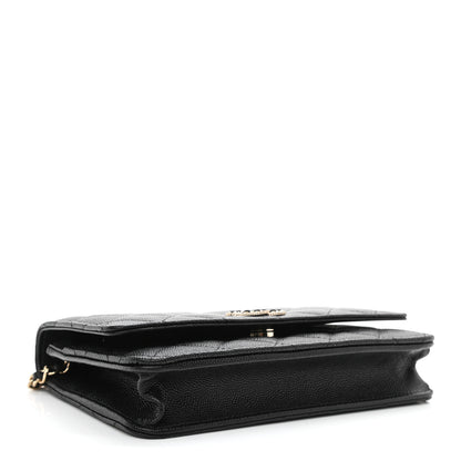 Chanel Caviar Quilted Crystal CC Wallet On Chain WOC Black 4 of 10