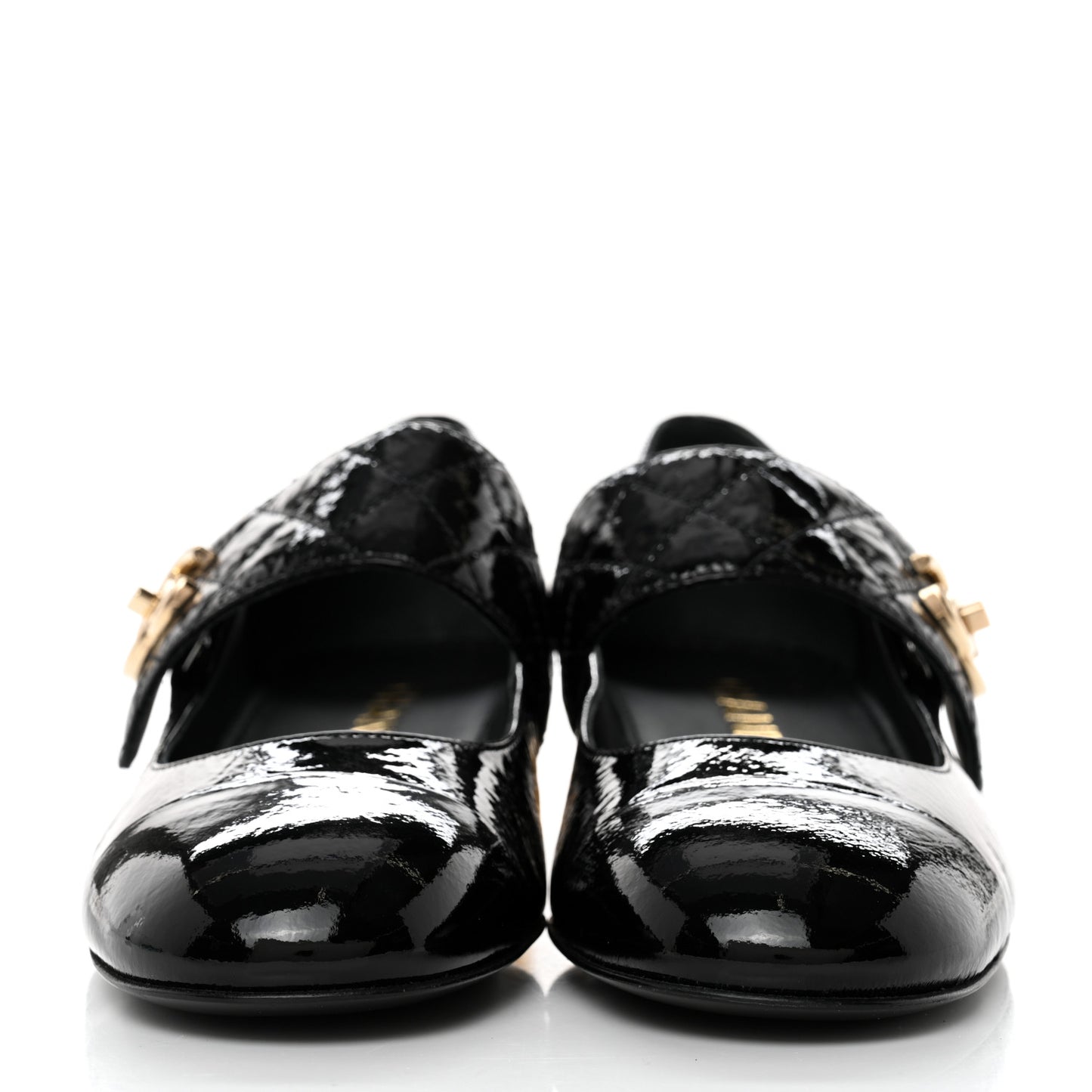 Patent Goatskin Cap Toe Mary Janes 38.5 Black