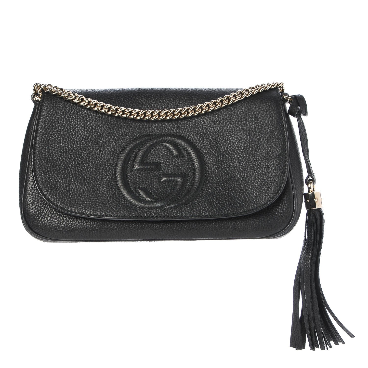 Gucci Pebbled Calfskin Medium Soho Flap Crossbody Black 1 of 8