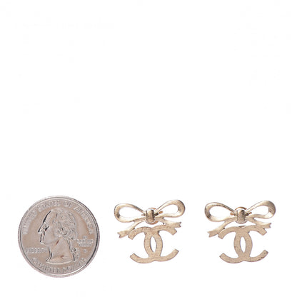 Chanel CC Bow Tie Earrings Gold 2 of 4