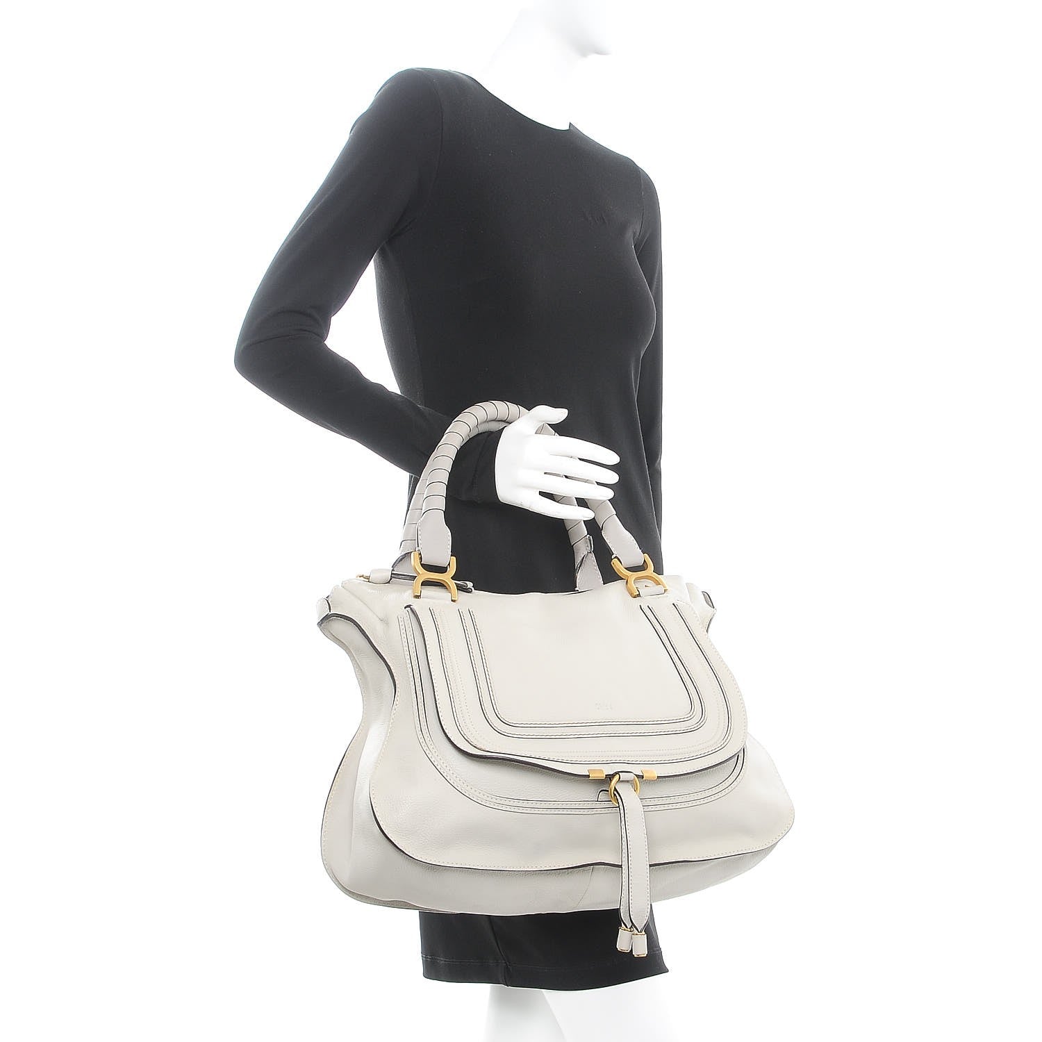 Chloe Calfskin Large Marcie Satchel Dove 3 of 27