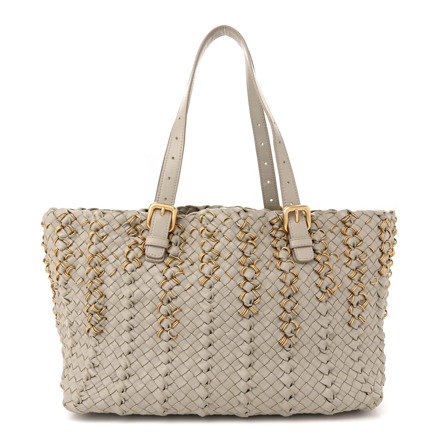 Nappa Intrecciato Small Lido Metal Rings Tote Fume