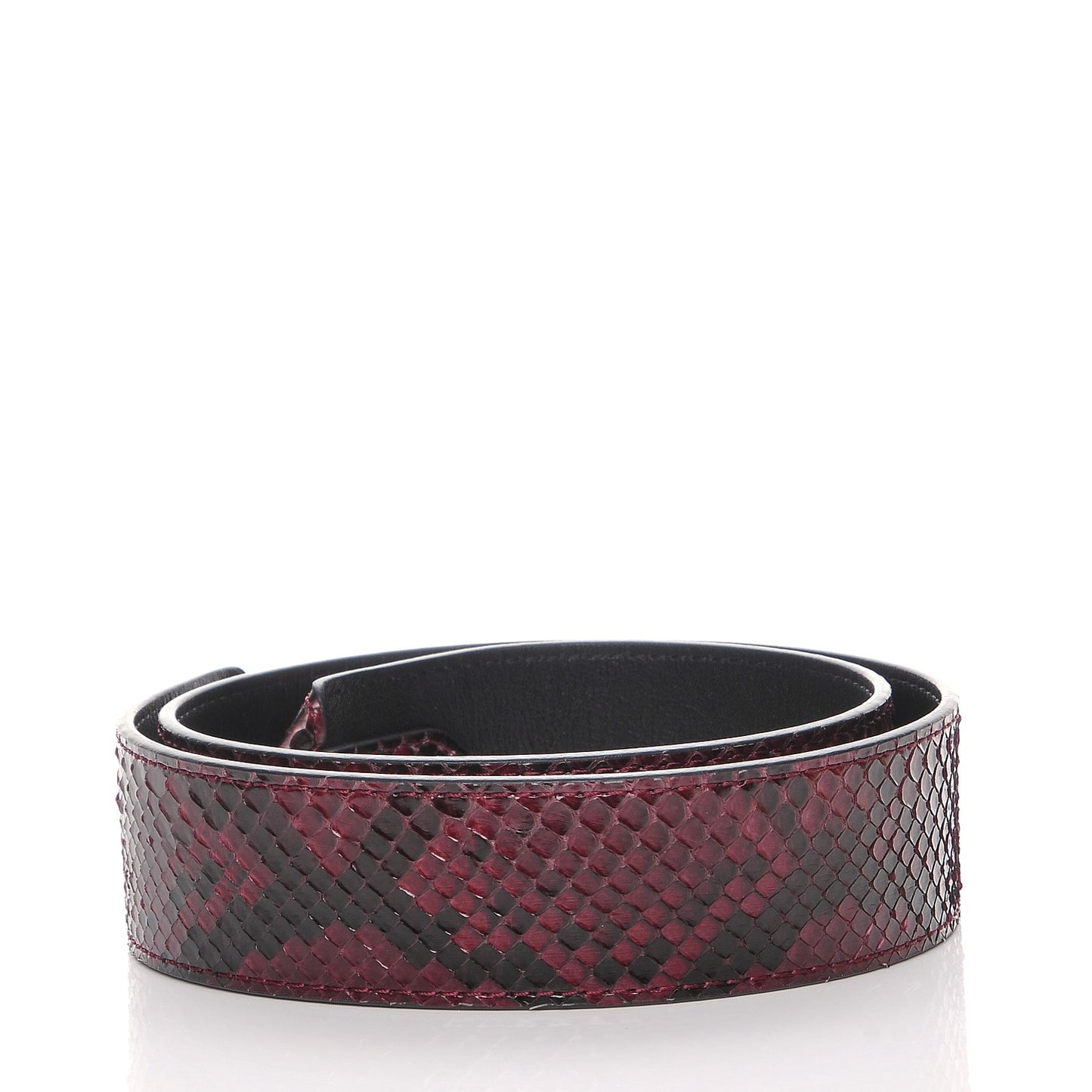 Python Calf Bandouliere Shoulder Strap Burgundy Black