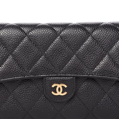 Chanel Caviar Quilted Large Gusset Flap Wallet Black 11 of 12