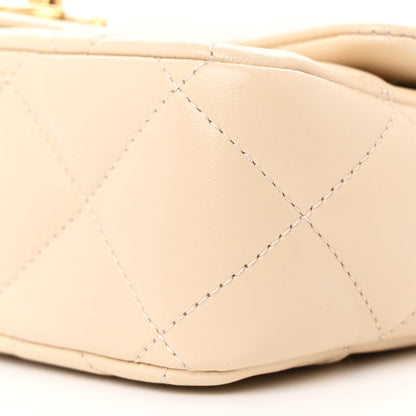 Chanel Shiny Lambskin Quilted Mini Sweetheart Flap Light Beige 10 of 10