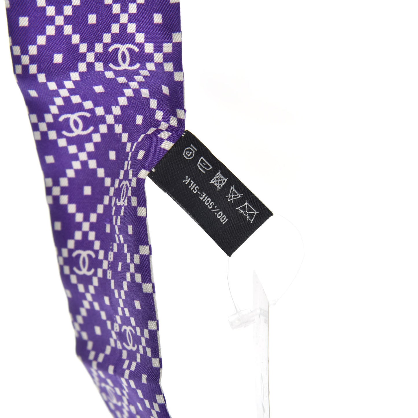 Silk Twill Slim Bandeau Scarf Purple