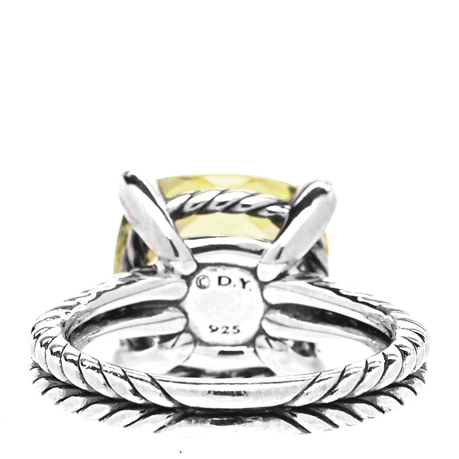 David Yurman Sterling Silver Diamond Lemon Citrine 11mm Chatelaine Ring 49 5 3 of 4