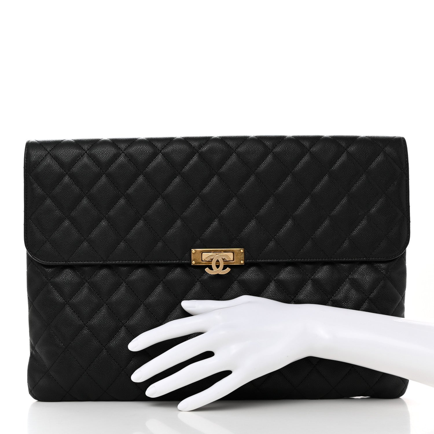 Chanel Caviar Quilted Large Golden Class Pouch Black 2 of 9
