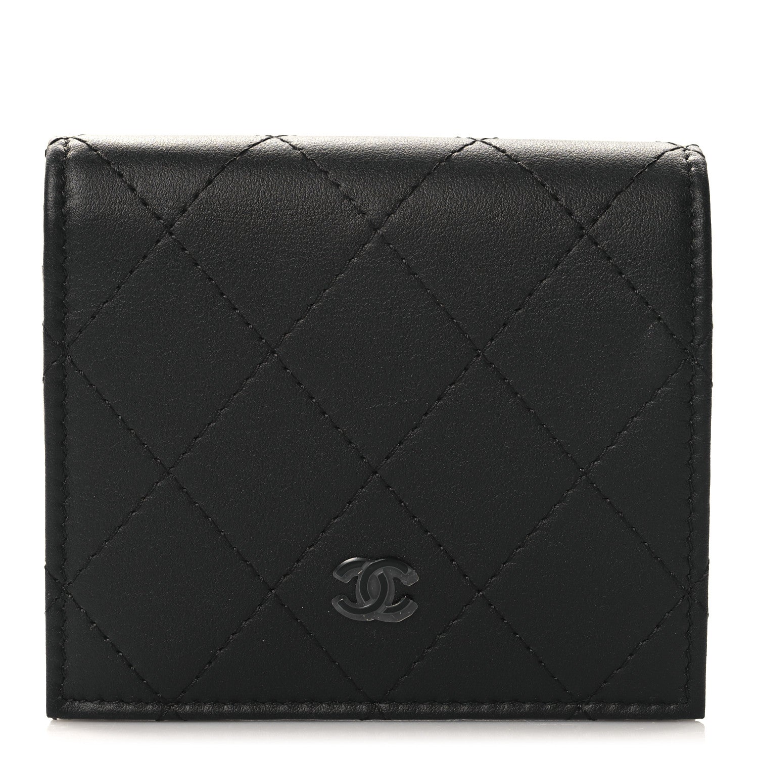 Chanel Calfskin Quilted Compact Bifold Wallet So Black 1 of 9