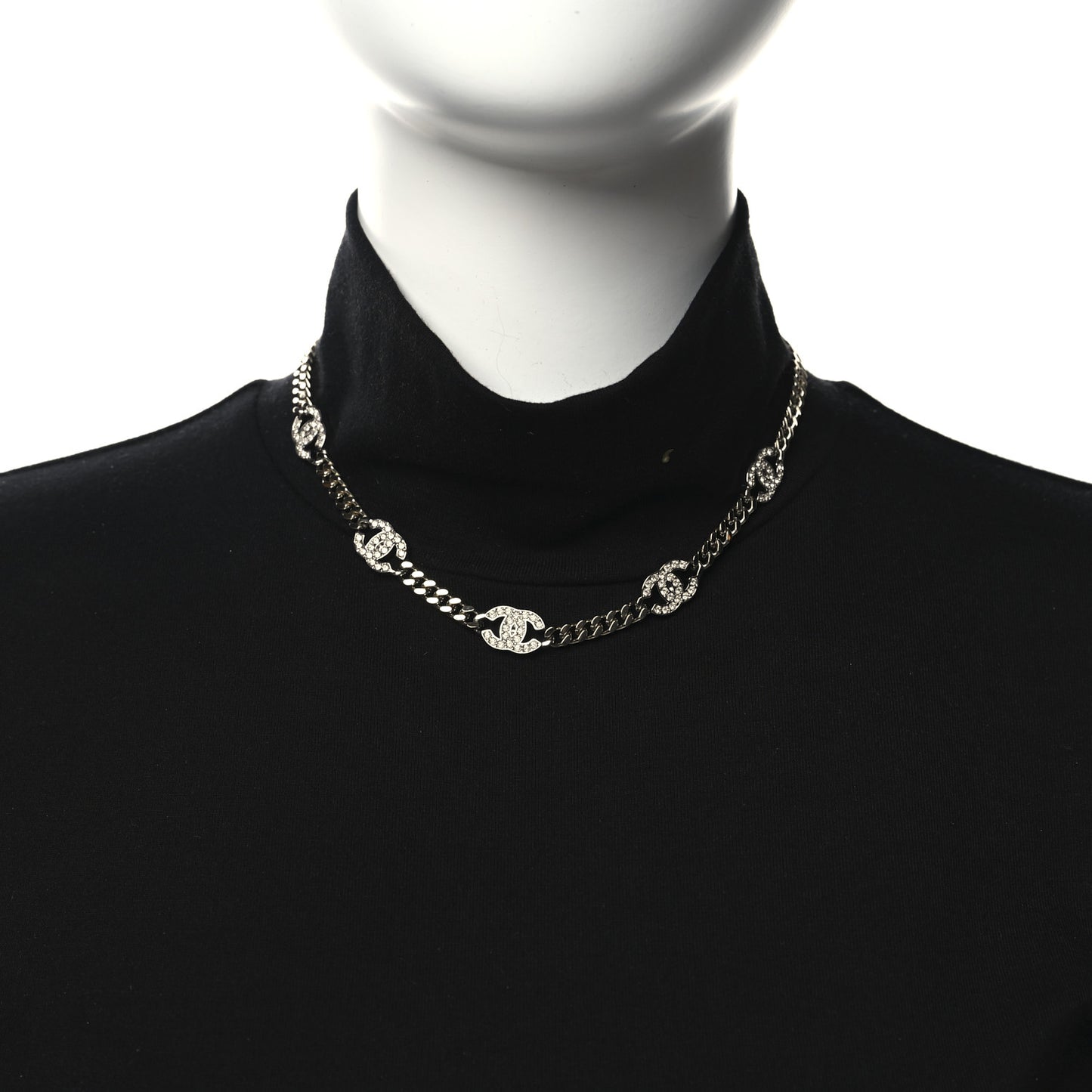 Crystal Chain CC Necklace Gold Silver