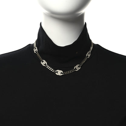 Chanel Crystal Chain CC Necklace Gold Silver 2 of 4