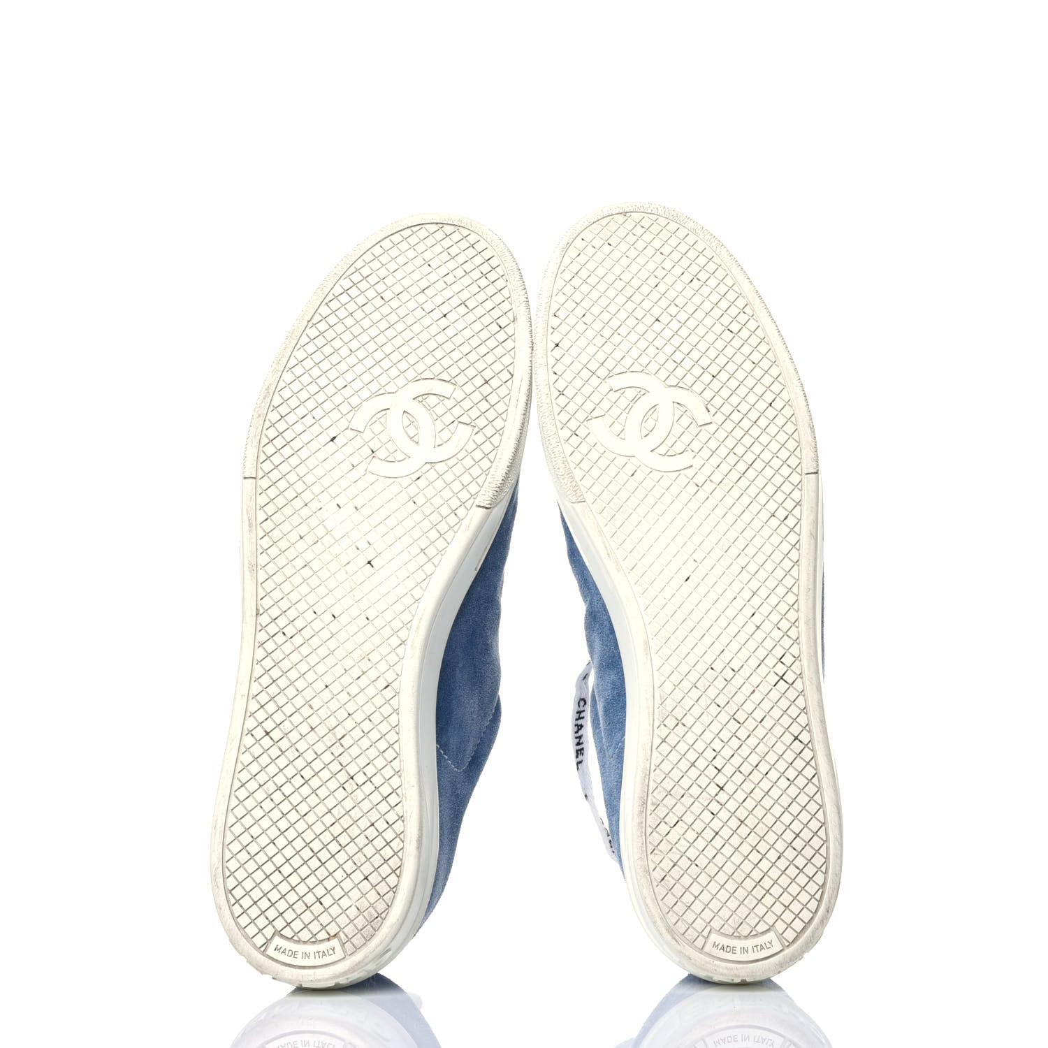 Chanel Suede Calfskin Sneakers 42 Light Blue 6 of 9