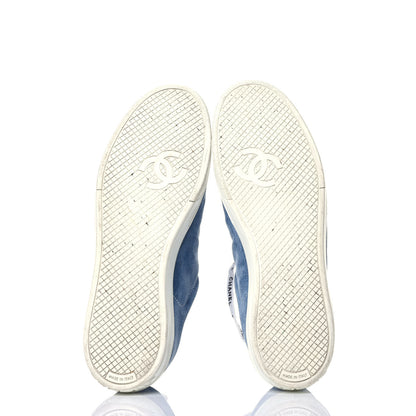 Chanel Suede Calfskin Sneakers 42 Light Blue 6 of 9